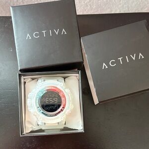 Ativa Digital Sport Watch White with Red Accent